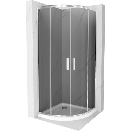 Mexen Rio polokruhová sprchová kabina 90 x 90 cm, grafit, chrom + vanička Flat, bílá - 863-090-090-01-40-4110