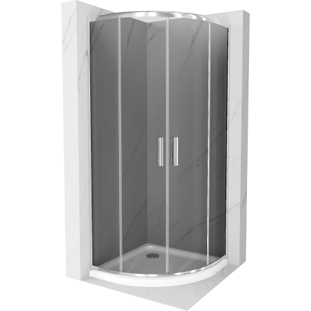 Mexen Rio sprchový kout půlkruhový 90 x 90 cm, grafit, chrom + vanička Flat, bílá - 863-090-090-01-40-4110