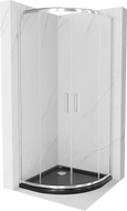 Mexen Rio čtvrtkruhový sprchový kout 90 x 90 cm, průhledný, chrom + vanička Flat, černý - 863-090-090-01-00-4170