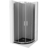 Mexen Rio půlkruhový sprchový kout 80 x 80 cm, grafit, chrom + sprchová vanička Flat, černý - 863-080-080-01-40-4170