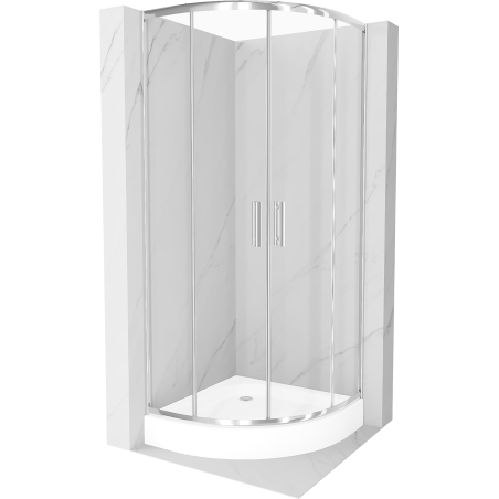 Mexen Rio půlkruhový sprchový kout 90 x 90 cm, transparentní, chrom + vanička Rio, bílá - 863-090-090-01-00-4710