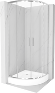 Mexen Rio půlkruhový sprchový kout 90 x 90 cm, transparentní, chrom + vanička Rio, bílá - 863-090-090-01-00-4710