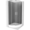 Mexen Rio půlkruhový sprchový kout 90 x 90 cm, Grafitově černá, Chromovaná + sprchová vanička Rio, Bílá - 863-090-090-01-40-4710