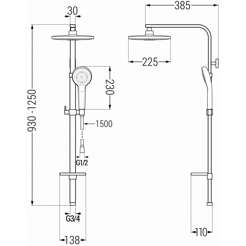 Mexen Q05 sprchový sloup, zlatá/bílá - 798050595-50