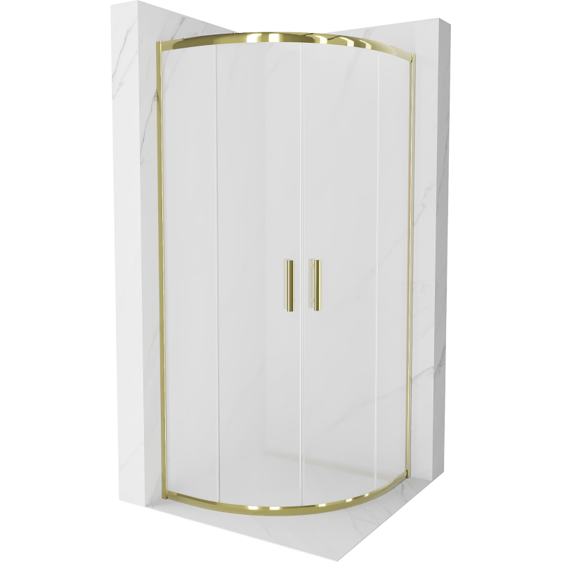 Mexen Rio půlkruhová sprchová kabina 90 x 90 cm, mat, zlatá - 863-090-090-50-30