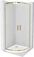 Mexen Rio půlkruhová sprchová kabina 90 x 90 cm, transparentní, zlatá + Flat vanička, bílá - 863-090-090-50-00-4110G