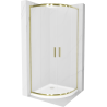 Mexen Rio sprchový kout půlkruhový 80 x 80 cm, matný, zlatý + vanička Flat, bílá - 863-080-080-50-30-4110G
