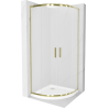Mexen Rio sprchový kout půlkruhový 90 x 90 cm, matné sklo, zlatý + vanička Flat, bílá - 863-090-090-50-30-4110G