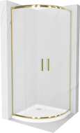 Mexen Rio sprchový kout půlkruhový 90 x 90 cm, matné sklo, zlatý + vanička Flat, bílá - 863-090-090-50-30-4110G