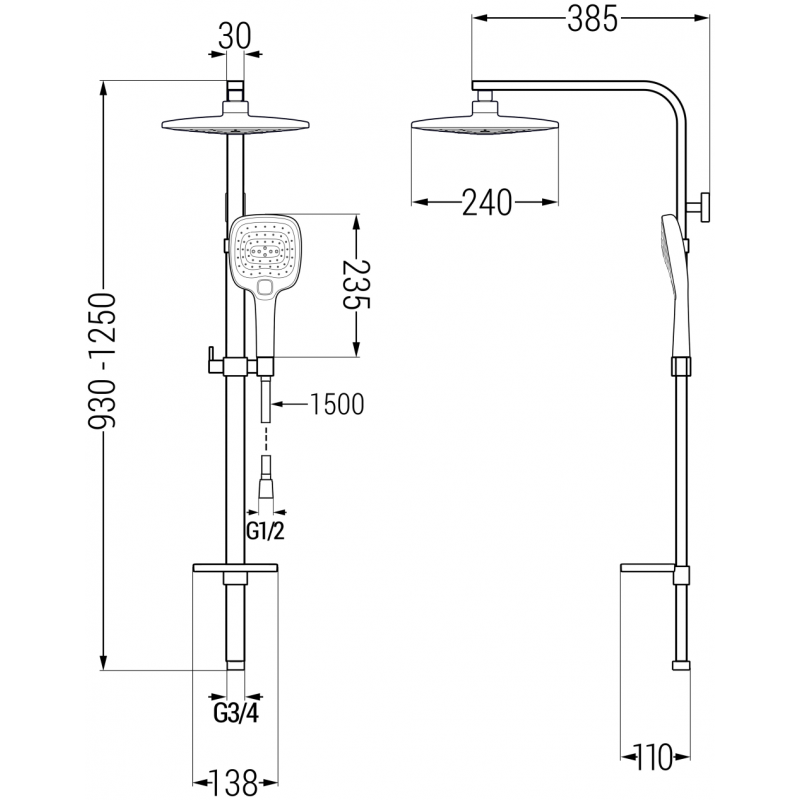 Mexen Q17 sprchová sloup, chrom - 798171795-00