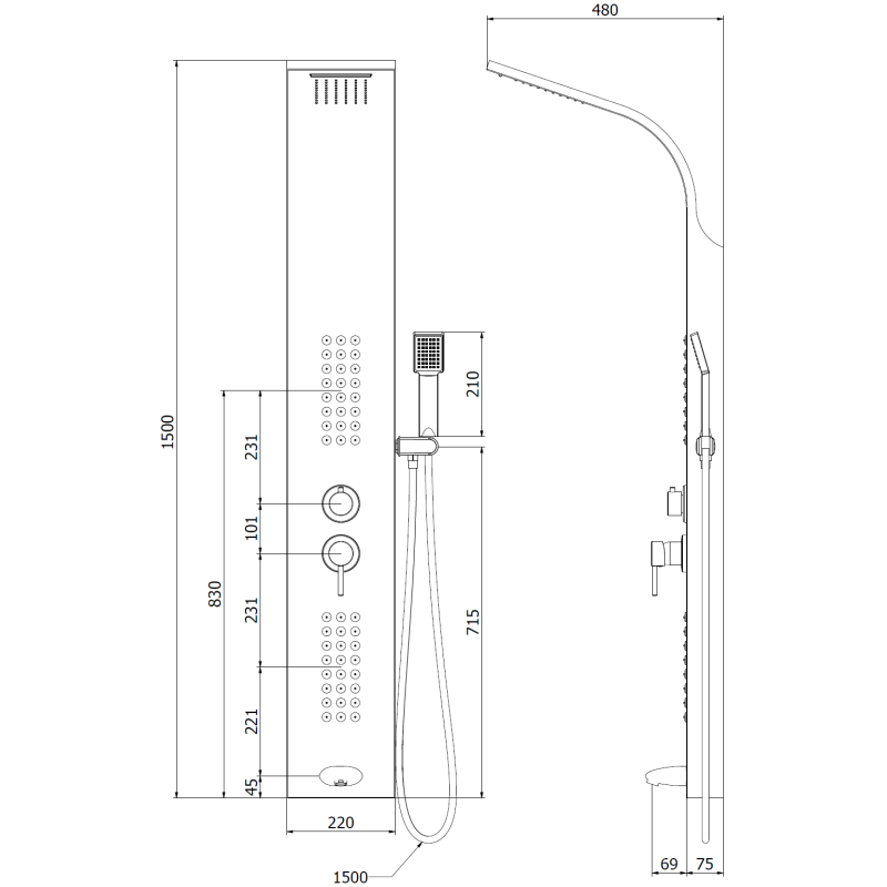 Mexen Ardo sprchový panel s výtokem, chrom - 7617-04-00
