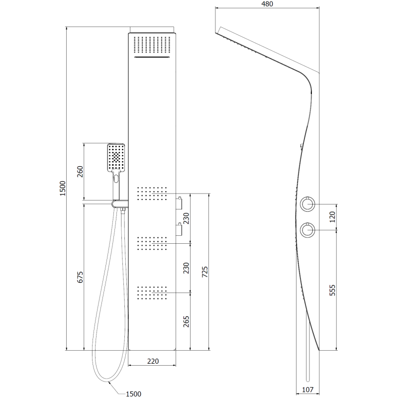 Mexen Bali sprchový panel, černý/bílý - 7622-03-71