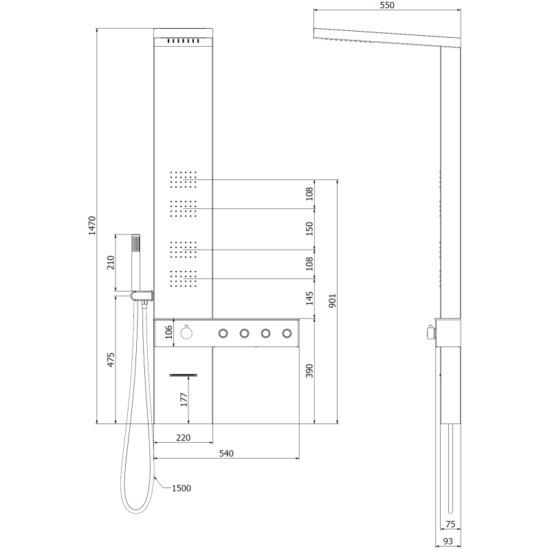 Mexen Natan sprchový panel s výlevkou, chrom - 7626-04-00