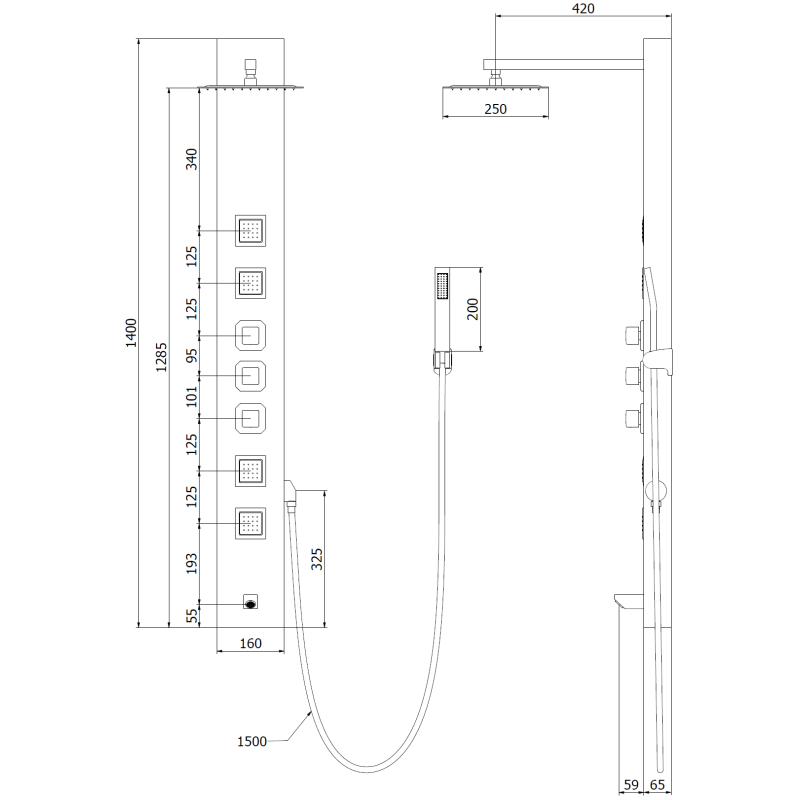 Mexen Orco sprchový panel, chrom - 7607-03-00