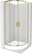 Mexen Rio polokruhový sprchový kout 70 x 70 cm, transparentní, zlatý + brodík Rio, bílý - 863-070-070-50-00-4710