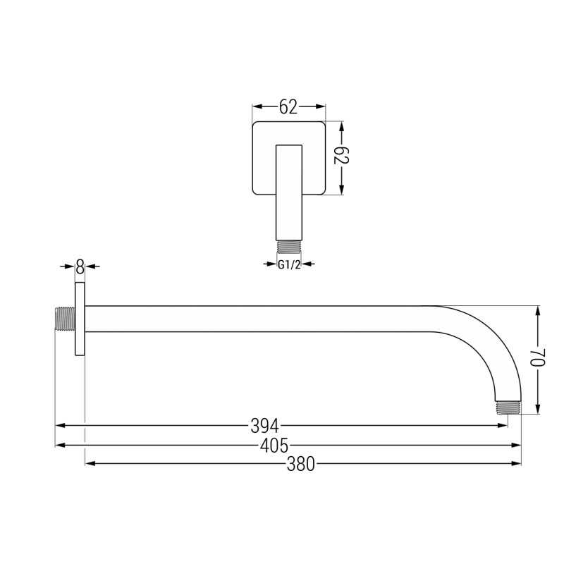 Mexen Uni nástěnné sprchové rameno 38 cm chrom - 79113-00