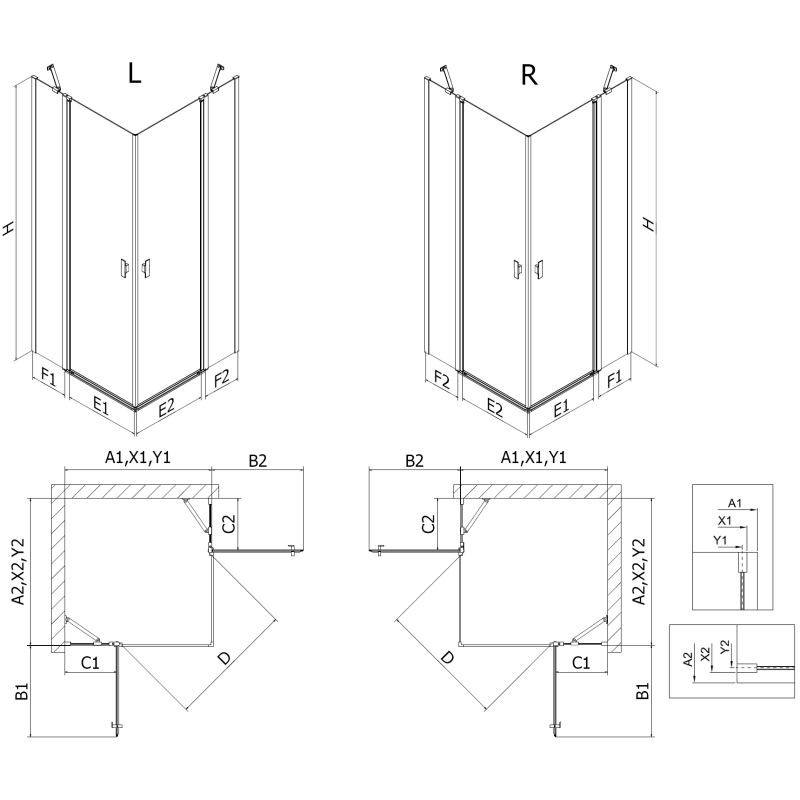 Mexen Mist Duo sprchová kabina otočná 120 x 105 cm, transparentní, chrom - 8A4-120-105-01-00