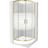 Mexen Rio půlkruhový sprchový kout 90 x 90 cm, Pruhy, Zlatá + sprchová vanička Rio, Bílá - 863-090-090-50-20-4710