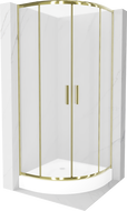 Mexen Rio polokruhový sprchový kout 80 x 80 cm, matný, zlatý + sprchová vanička Rio, bílá - 863-080-080-50-30-4710