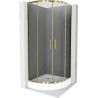 Mexen Rio půlkruhový sprchový kout 90 x 90 cm, Grafitově černá, Zlatá + sprchová vanička Rio, Bílá - 863-090-090-50-40-4710