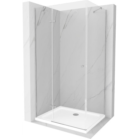 Mexen Roma sprchový kout s vyklápěcími dveřmi 90 x 70 cm, transparentní, chrom + vanička Flat - 854-090-070-01-00-4010