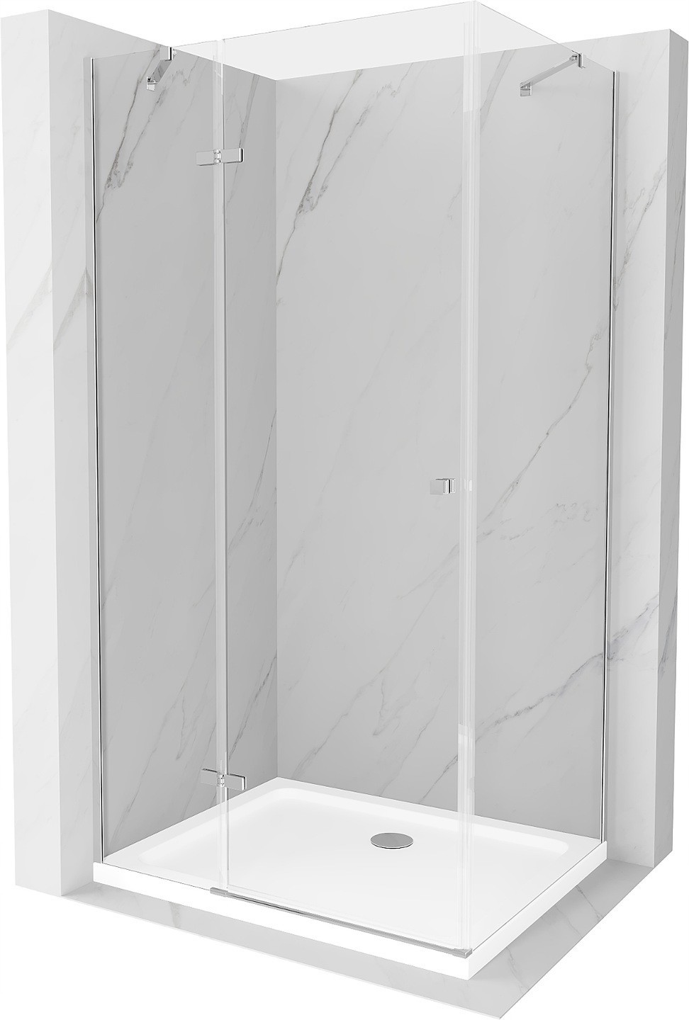 Mexen Roma sprchový kout s otočnými dveřmi 110 x 70 cm, Průhledné, Chromovaná + sprchová vanička Flat - 854-110-070-01-00-4010