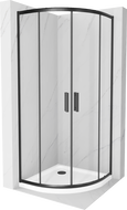 Mexen Rio půlkruhová sprchová kabina 80 x 80 cm, transparentní, černá + sprchová vanička Flat, bílá - 863-080-080-70-00-4110B