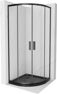 Mexen Rio sprchový kout půlkruhový 90 x 90 cm, průhledný, černý + vanička Flat, černá - 863-090-090-70-00-4170B
