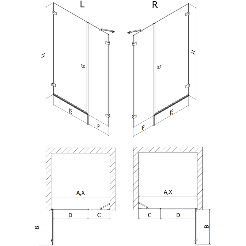 Mexen Lunar-B sprchové dveře otočné levé 110 cm, transparentní, chrom - 832S-110-050-01-00-L