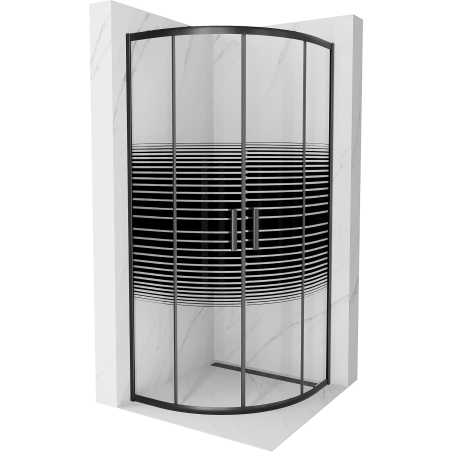 Mexen Rio půlkruhová sprchová kabina 80 x 80 cm, černé pruhy, černá - 863-080-080-70-20