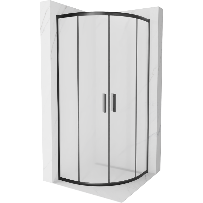 Mexen Rio půlkruhový sprchový kout 90 x 90 cm, matný, černý - 863-090-090-70-30