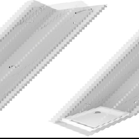 Mexen Roma Duo sprchový kout s otevíráním 90 x 90 cm, průhledný, chrom + vanička Flat - 854-090-090-01-02-4010