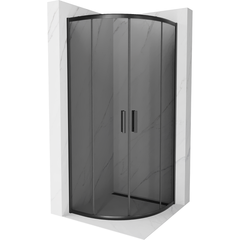 Mexen Rio půlkruhový sprchový kout 80 x 80 cm, grafit, černý - 863-080-080-70-40