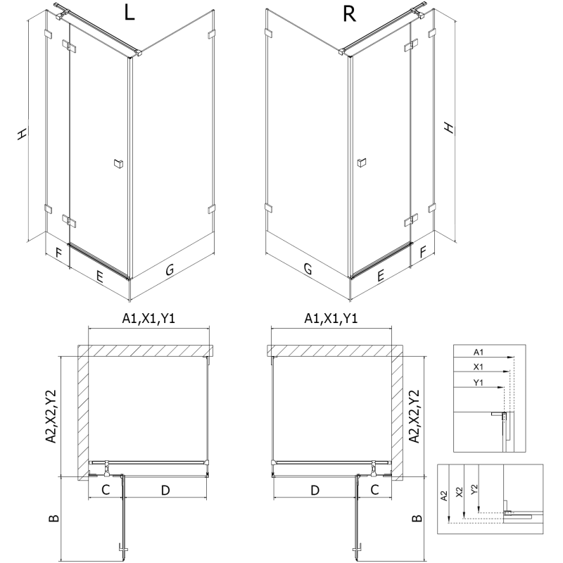 Mexen Lunar T sprchový kout s pravými otevíracími dveřmi 140 x 80 cm, transparentní, chrom - 834T-140-080-01-00-P