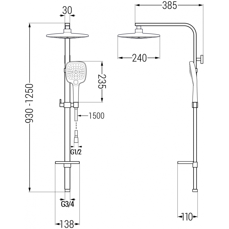 Mexen Q17 sprchový sloup, bílá/chrom - 798171795-21