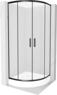 Mexen Rio půlkruhový sprchový kout 70 x 70 cm, matné sklo, černá + sprchová vanička Rio, bílá - 863-070-070-70-30-4710