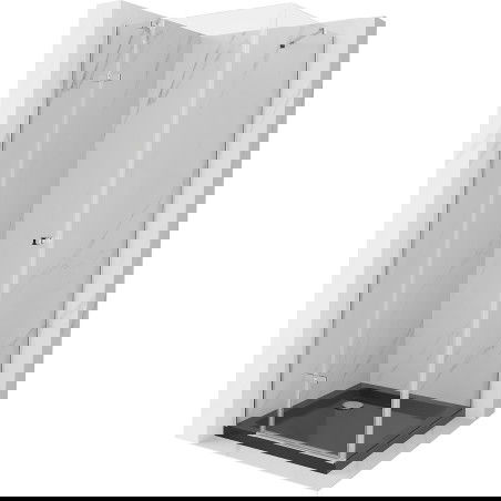 Mexen Roma sprchový kout s otevíracími dveřmi 90 x 90 cm, transparentní, chrom + vanička Flat, černá - 854-090-090-01-00-4070