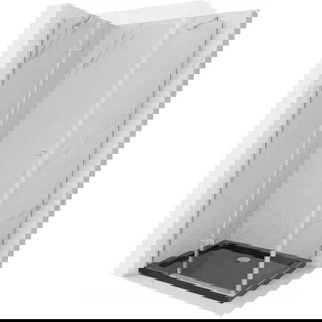 Mexen Roma sprchový kout s otevíracími dveřmi 100 x 80 cm, transparentní, chrom + vanička Flat, černá - 854-100-080-01-00-4070