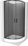 Mexen Rio půlkruhový sprchový kout 80 x 80 cm, grafit, černý + sprchová vanička Rio, bílá - 863-080-080-70-40-4710