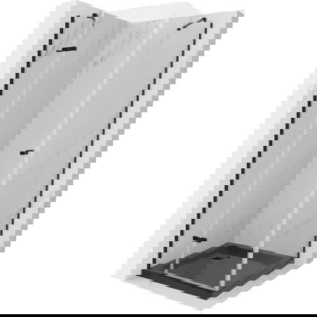 Mexen Roma sprchový kout otevírací 90 x 90 cm, transparentní, černá + vanička Flat, černý - 854-090-090-70-00-4070B