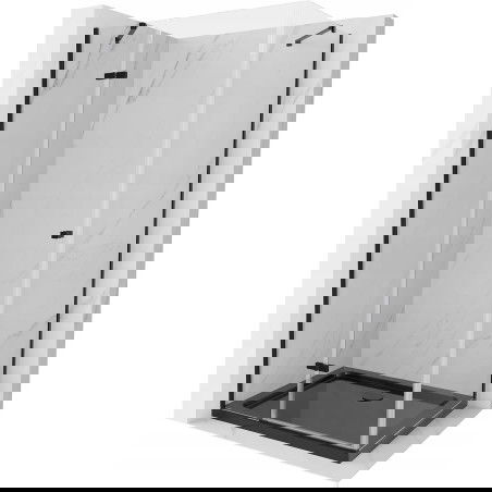 Mexen Roma sprchová kabina otočná 120 x 80 cm, transparentní, černá + vanička Flat, černá - 854-120-080-70-00-4070B