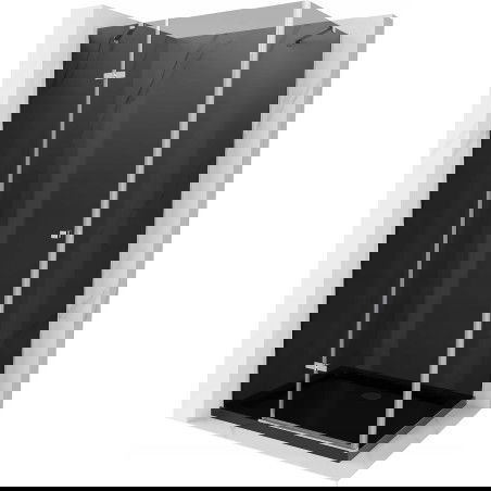 Mexen Roma sprchový kout s jednokřídlými dveřmi 80 x 100 cm, grafitový, chrom + vanička Flat, černá - 854-080-100-01-40-4070