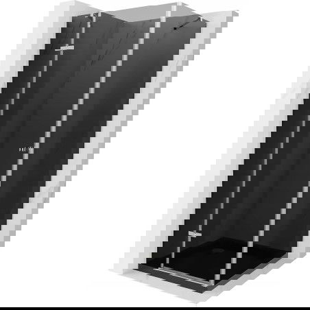 Mexen Roma sprchový kout s otočnými dveřmi 90 x 90 cm, grafit, chrom + vanička Flat, černá - 854-090-090-01-40-4070