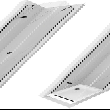 Mexen Roma sprchový kout otočný 70 x 70 cm, transparentní, černá + vanička Flat, bílý - 854-070-070-70-00-4010B