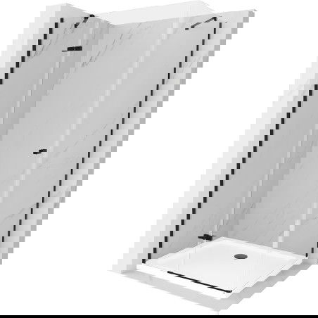 Mexen Roma sprchový kout otevírací 80 x 90 cm, transparentní, černý + vanička Flat, bílá - 854-080-090-70-00-4010B