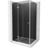 Mexen Roma sprchový kout s otočnými dveřmi 90 x 80 cm, Grafitově černá, Chromovaná + sprchová vanička Flat, Bílá - 854-090-080-0