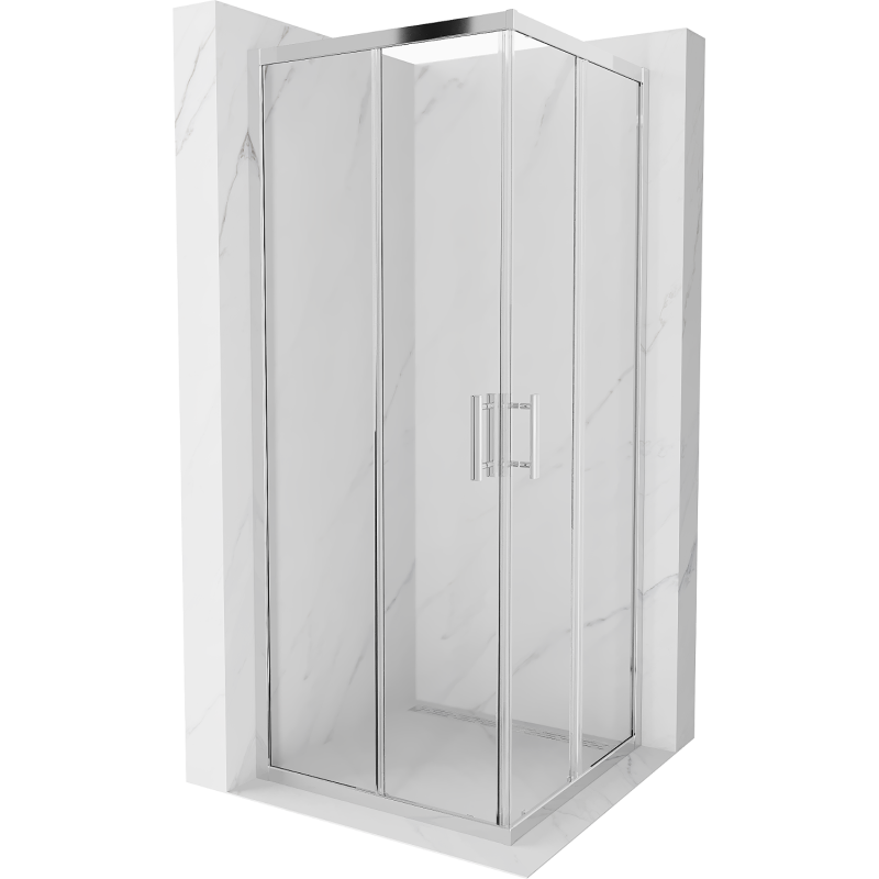 Mexen Rio čtvercový sprchový kout 80 x 80 cm, průhledný, chrom - 860-080-080-01-00