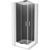 Mexen Rio čtvercový sprchový kout 70 x 70 cm, Grafitově černá, Chromovaná + sprchová vanička Rio, Bílá - 860-070-070-01-40-4510