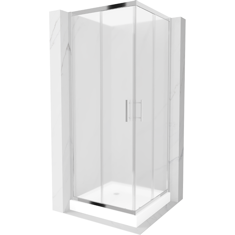 Mexen Rio čtvercová sprchová kabina 80 x 80 cm, mrazivá, chrom + vanička Rio, bílá - 860-080-080-01-30-4510