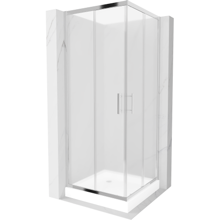 Mexen Rio čtvercová sprchová kabina 80 x 80 cm, mat, chrom + vanička, bílá - 860-080-080-01-30-4510